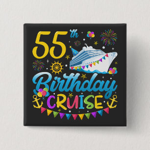 Macaron Carré 5 Cm 55e anniversaire Croisière B-Day Carré de fête