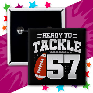 Macaron Carré 5 Cm 57 Ans Tackle Football Party 57e anniversaire