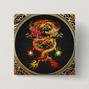 Macaron Carré 5 Cm [600] Dragons rouges et jaunes
