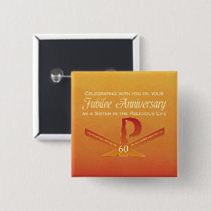 Macaron Carré 5 Cm 60e anniversaire de jubilé Nun Pax Cross, Orange