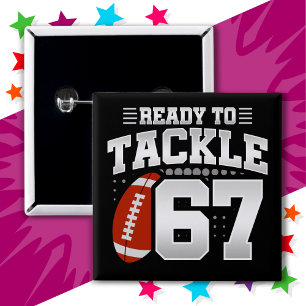 Macaron Carré 5 Cm 67 ans Tackle Football Party 67e anniversaire