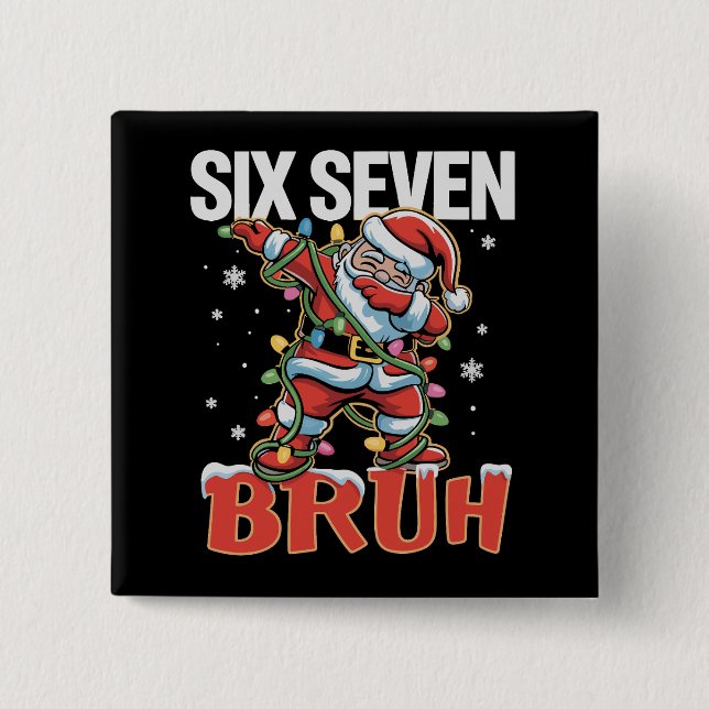 Macaron Carré 5 Cm 67 Six Seven Burh Père Noël Dab Noël 6 7 Meme  (Devant)
