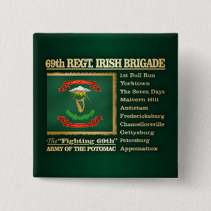 Macaron Carré 5 Cm 69e régiment, brigade irlandaise (BH)