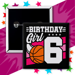 Macaron Carré 5 Cm 6 ans Basketball Party 6e anniversaire fille