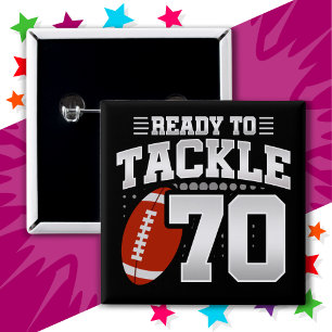 Macaron Carré 5 Cm 70 ans Tackle Football Party 70e anniversaire