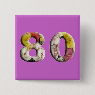 Macaron Carré 5 Cm 80e Anniversaire 80 ans Épingle de jalon