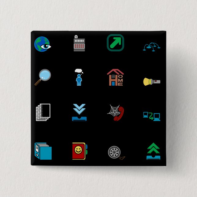 Macaron Carré 5 Cm 90s Retro Tech and Web Icon Pattern (Devant)