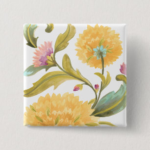 Macaron Carré 5 Cm Abbaye Carreaux floraux - Fleurs Jaunes
