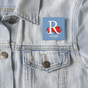 Macaron Carré 5 Cm ABC du Dr Seuss : Lettre R - Blanc   Ajouter Votre