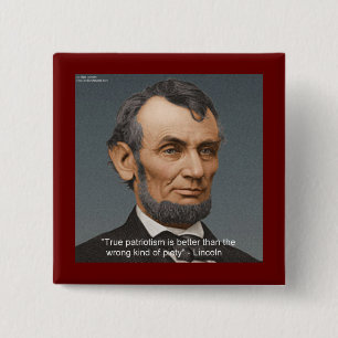 Macaron Carré 5 Cm Abe Lincoln & Célèbre citation patriotique