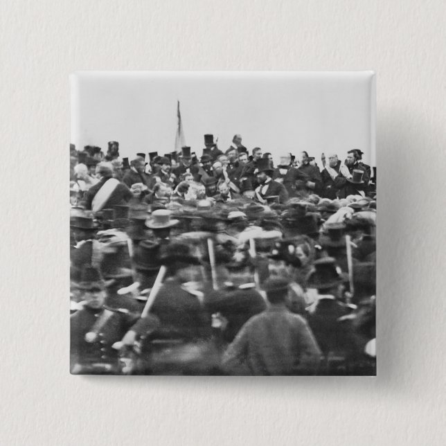 Macaron Carré 5 Cm Abe Lincoln Gettysburg Adresse : Fin de la guerre  (Devant)