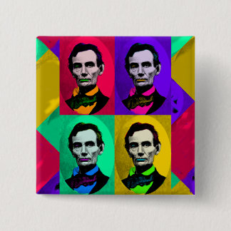 Macaron Carré 5 Cm Abraham Lincoln 1858, Interprétation Pop Art
