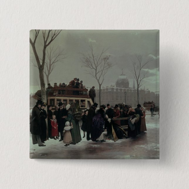 Macaron Carré 5 Cm Accident d'autobus de Paris (Devant)