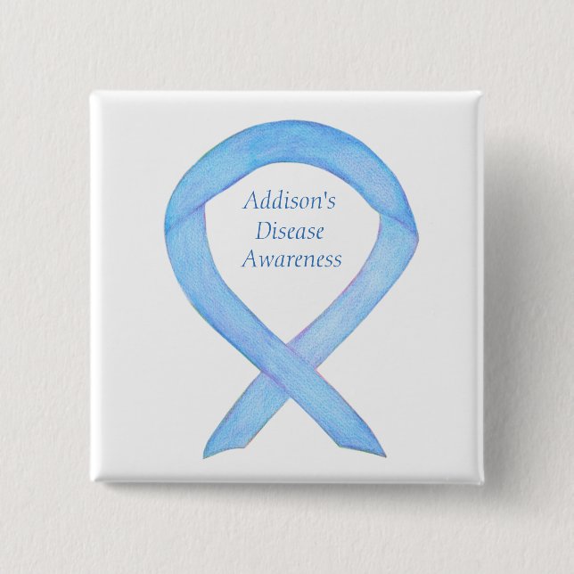 Macaron Carré 5 Cm Addison's Disease Awareness Custom Ribbon Art Pin (Devant)