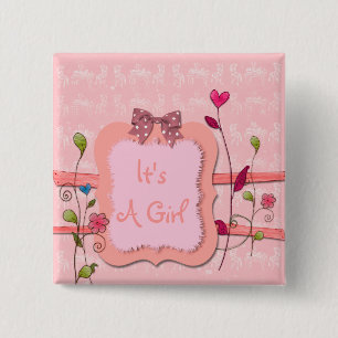 Macaron Carré 5 Cm Adorable rose floral fille Baby shower Favoriser