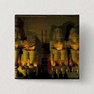 Macaron Carré 5 Cm AF, Égypte, Abou Simbel. Figures colossales de