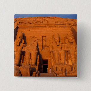 Macaron Carré 5 Cm AF, Égypte, Abu Simbel. Façade au coucher du solei