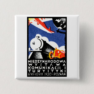 Macaron Carré 5 Cm Affiche 1930 d'expo de Poznan