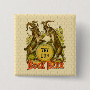 Macaron Carré 5 Cm Affiche de bière Bock vintage : Antique Goat Saloo