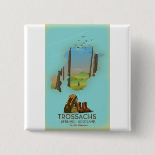 Macaron Carré 5 Cm Affiche de randonnée Trossachs Stirling Écosse
