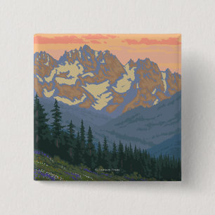 Macaron Carré 5 Cm Affiche de Vintage voyage de fleurs de ressort