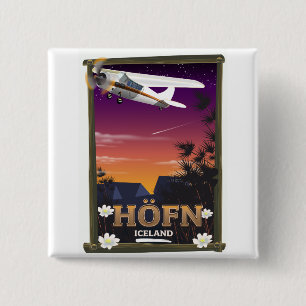 Macaron Carré 5 Cm Affiche de vol Höfn Islande