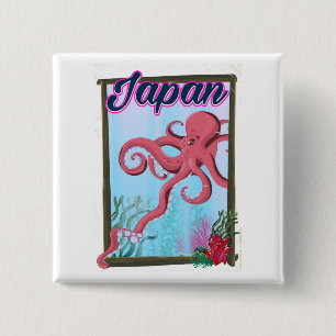 Macaron Carré 5 Cm Affiche de voyage de style vintage Japon