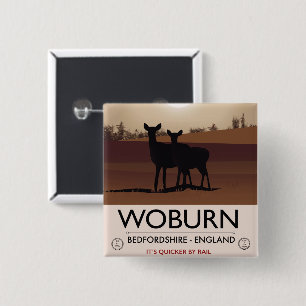 Macaron Carré 5 Cm Affiche de voyage de style vintage Woburn - Bedfor