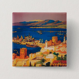 Macaron Carré 5 Cm Affiche de voyage en France, tournée en Syrie