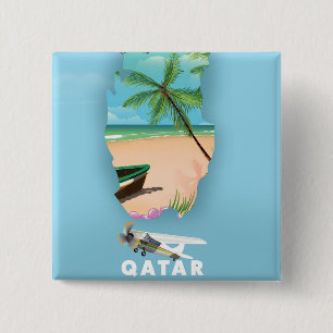 Macaron Carré 5 Cm Affiche de voyage illustrée du Qatar