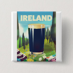 Macaron Carré 5 Cm Affiche de voyage Ireland Pint