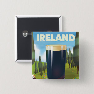 Macaron Carré 5 Cm Affiche de voyage Ireland Pint