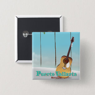 Macaron Carré 5 Cm Affiche de voyage Puerto Vallarta Mexique