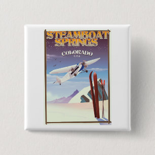 Macaron Carré 5 Cm Affiche de voyage vintage de Steamboat Springs col