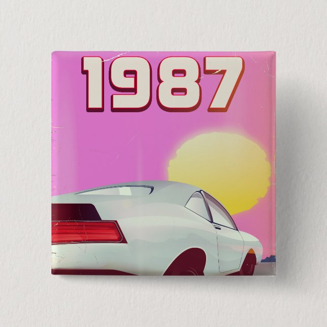 Macaron Carré 5 Cm Affiche sportive 1987 (Devant)