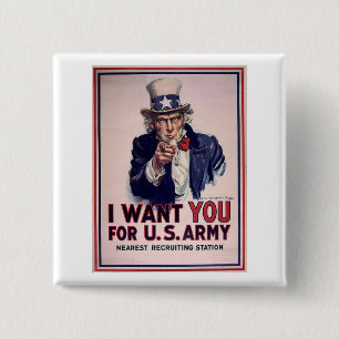 Macaron Carré 5 Cm Affiche vintage de recrutement d'armée d'Oncle Sa