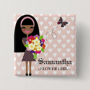 Macaron Carré 5 Cm AFRO-AMÉRICAIN de PIN de la FILLE 311-FLOWER