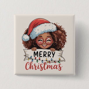 Macaron Carré 5 Cm Afro-Américain Joyeux Noël Africain Noir