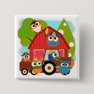 Macaron Carré 5 Cm Agriculteurs de hibou