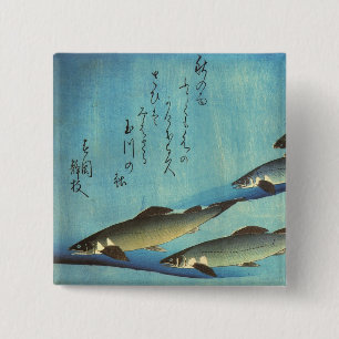 Macaron Carré 5 Cm Ai (truite) - Photos japonaises couleur Hiroshige