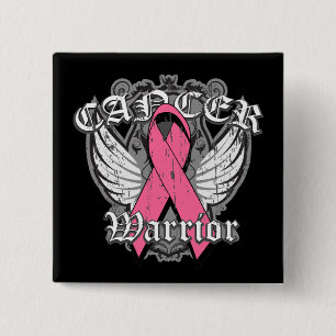 Macaron Carré 5 Cm Ailes vintages de guerrier - cancer du sein
