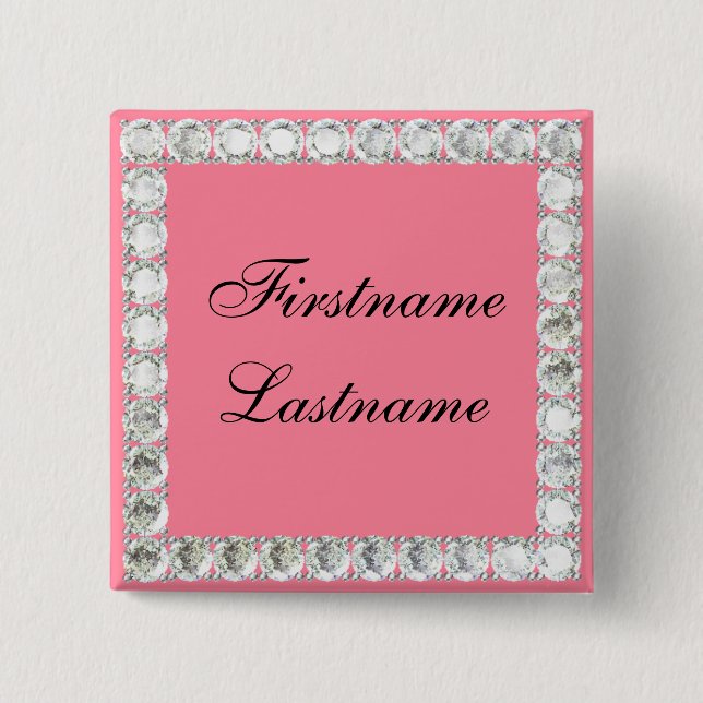 Macaron Carré 5 Cm Ajouter un diamant personnalisable par nom (Devant)