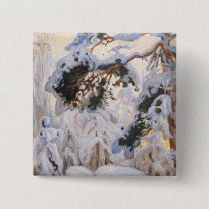 Macaron Carré 5 Cm Akseli Gallen-Kallela - Forêt en hiver