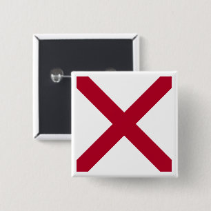 Macaron Carré 5 Cm Alabama : drapeau de la Croix cramoisie de Saint-A