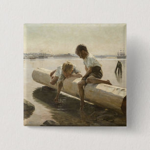 Macaron Carré 5 Cm Albert Edelfeel - Deux garçons sur un carnet