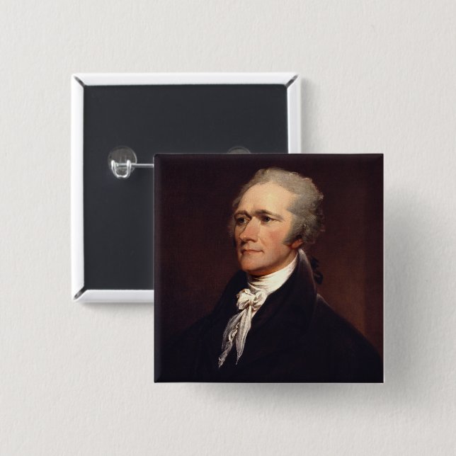 Macaron Carré 5 Cm Alexander Hamilton : père fondateur des États-Unis (Devant & derrière)