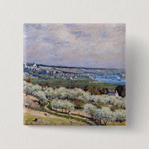 Macaron Carré 5 Cm Alfred Sisley - Terrasse de Saint-Germain, printem