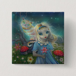 Macaron Carré 5 Cm Alice au pays des merveilles Bouton Pinback