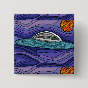 Macaron Carré 5 Cm Alien UFO de vaisseau spatial paranormal UAP