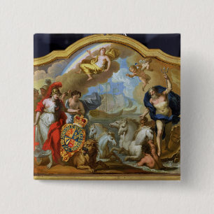 Macaron Carré 5 Cm Allégorie de la puissance de la Grande-Bretagne